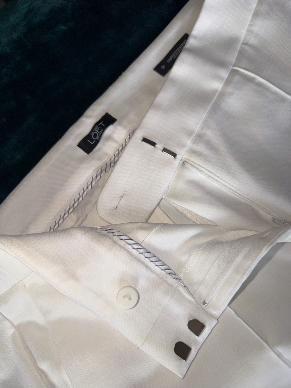 LOFT White Dress Pants with Metal Hook Closure